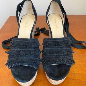 Ivanka Trump Zabre Open Toe Suede Wedge Sandals